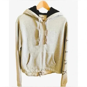 Pink Victoria Secret Relaxed Fit Athletic Cotton Fleece Zipper Hoodie SZ M